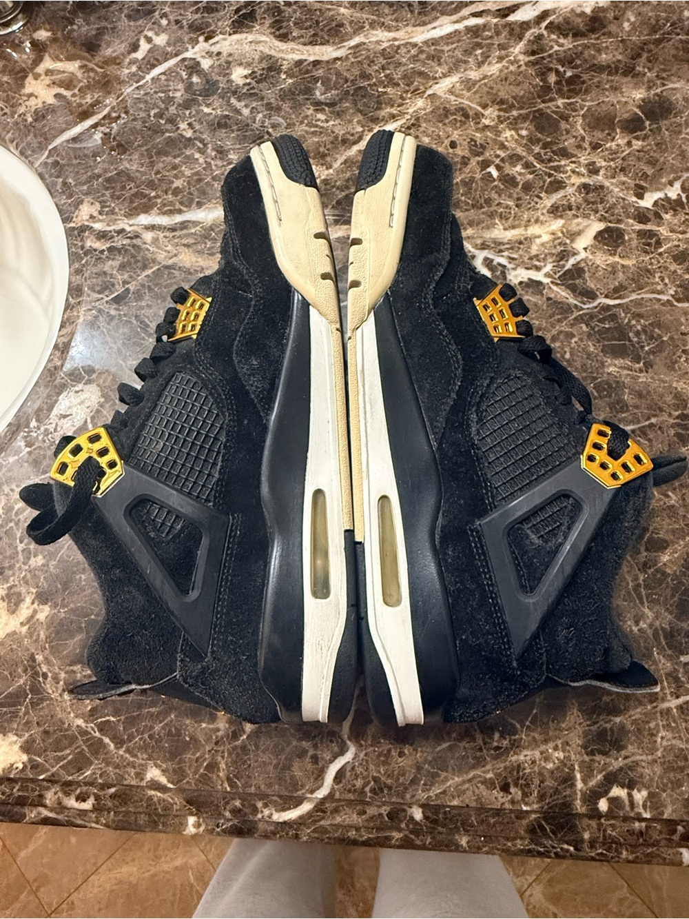 Jordan Men’s Black and Gold Suede Sneakers - Picture 7 of 10